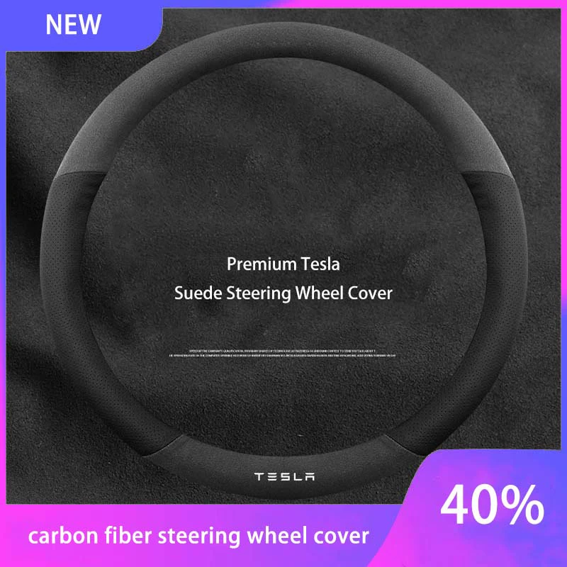 

For Tesla Model 3 Steering Wheel Cover Leather Model X Model S Model Y Alcantara Auto Parts Interior Modification Summer 2022