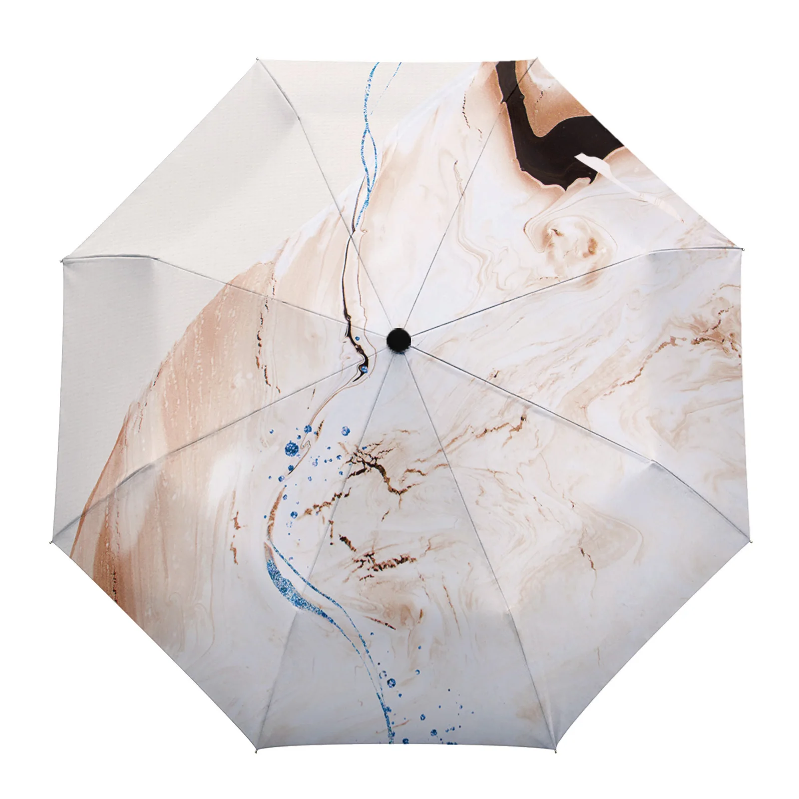 

Abstract Marble Red Lake Outdoor Umbrella Printed Rain Umbrella for Women Fully-automatic Foldable Sun Umbrella Beach Umbrella