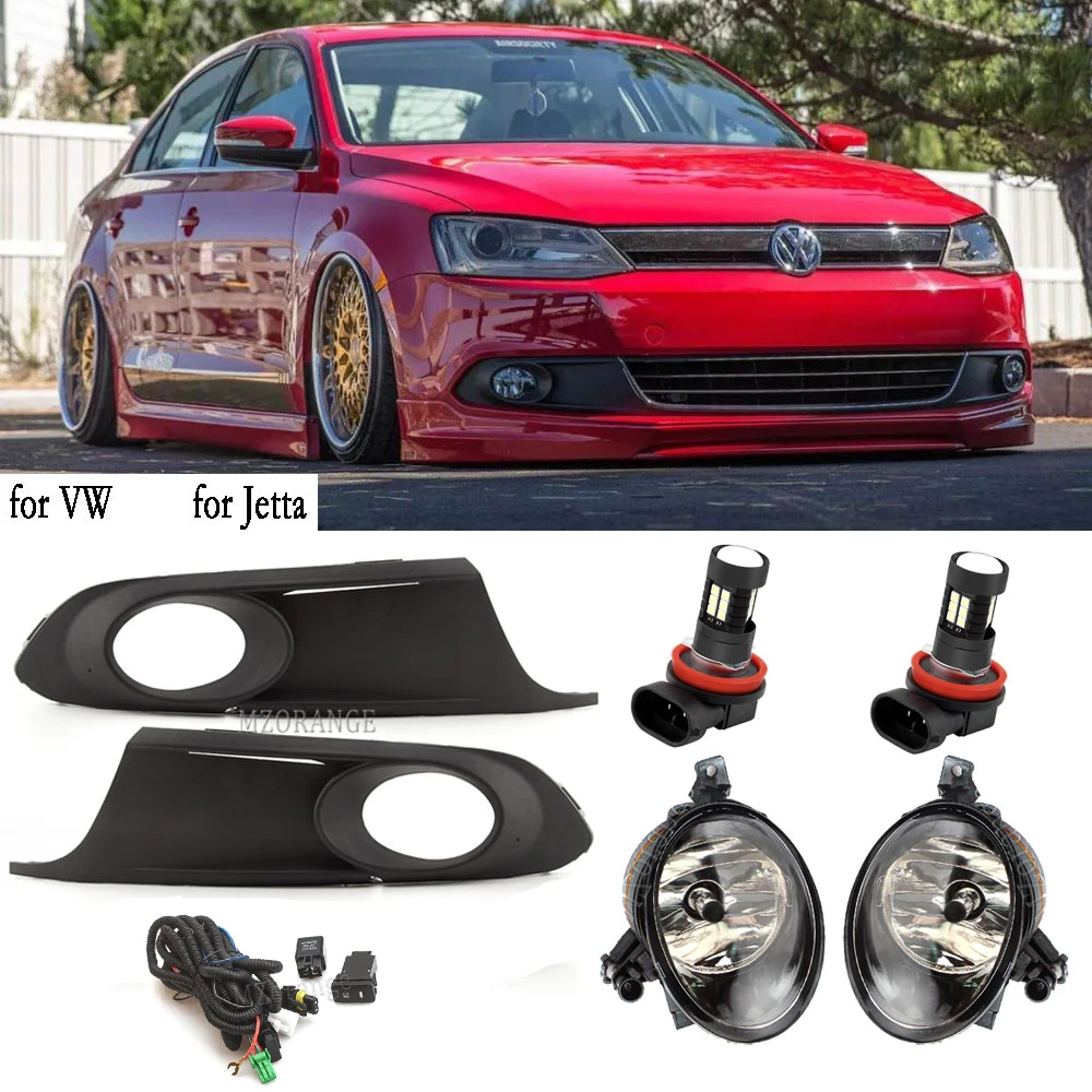 

Fog Lights LED for VW Jetta 6 A6 MK6 2011 2012 2013 2014 Headlight Front Bumper Fog Lamp Cover Grill Bezel Frame Wire accessorie