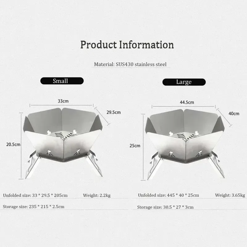 Кемпинговая мангал складная печь для костра портативная горелка дров уличная