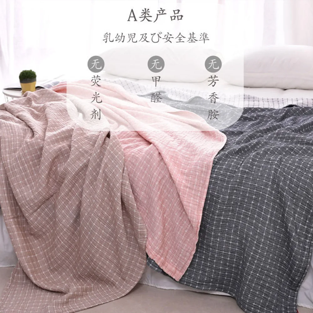 

100% All Cotton Blanket Triple Gauze Summer Quilt Air-conditioning Comforter Sofa Cover Cooling Bluey Bedspread on The Bed Cover