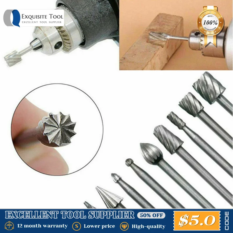 

20pcs Professional Electric Grinding Accessories High Speed Steel Grinding Head Alloy Rotary File Woodworking File Milling Tools