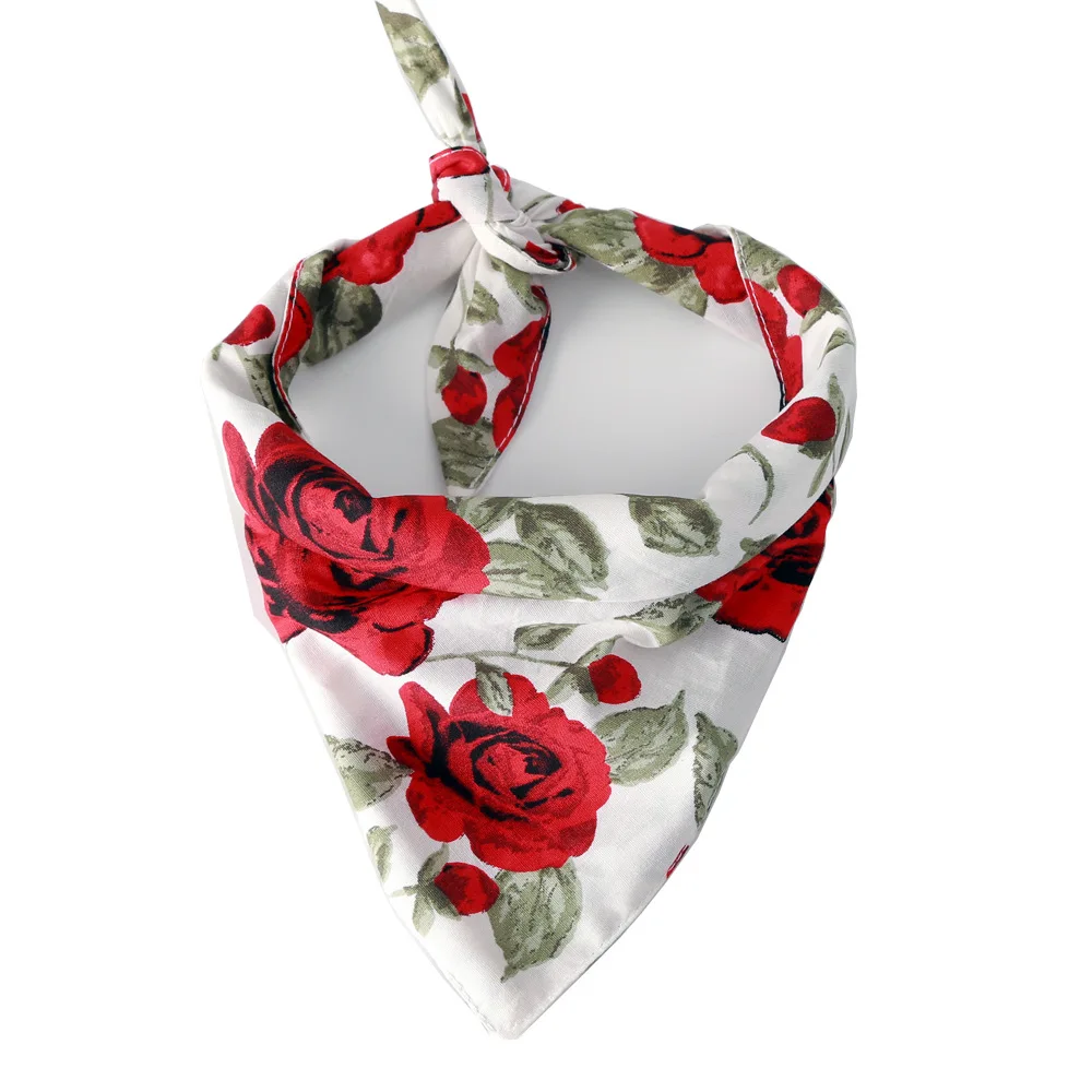 

New Valentine's Day Dog Cat Triangle Scarf Red Rose Cotton Dog Saliva Towel Bibs For Medium Large Dog Pet Gift Accessories 2022