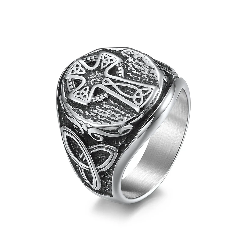 

Мужское кольцо из титановой стали, Винтажное кольцо из нержавеющей стали в скандинавском стиле
