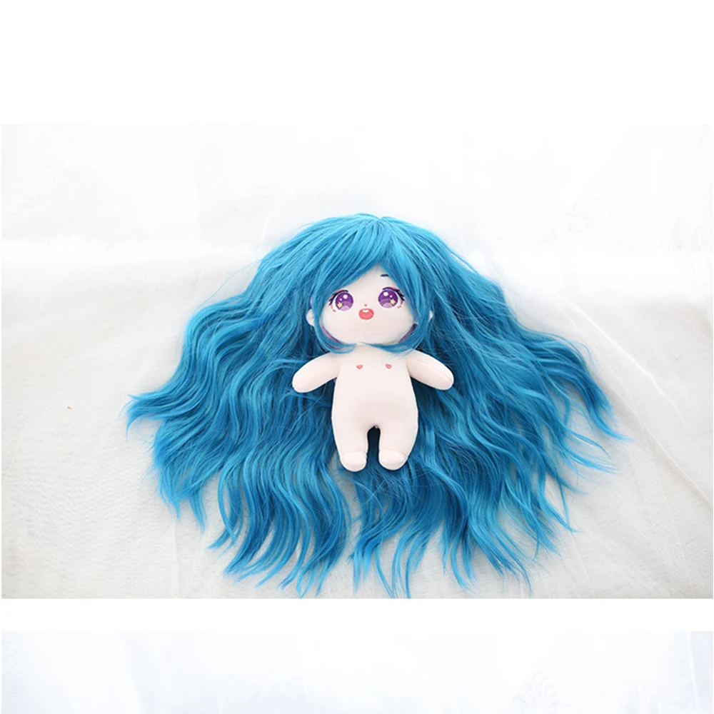 

AICKER New BJD Doll Synthetic Wig Long Curly Dark Blue Wavy Hair Replacement For Kpop 20cm Cotton Doll Heat Resistant Fiber