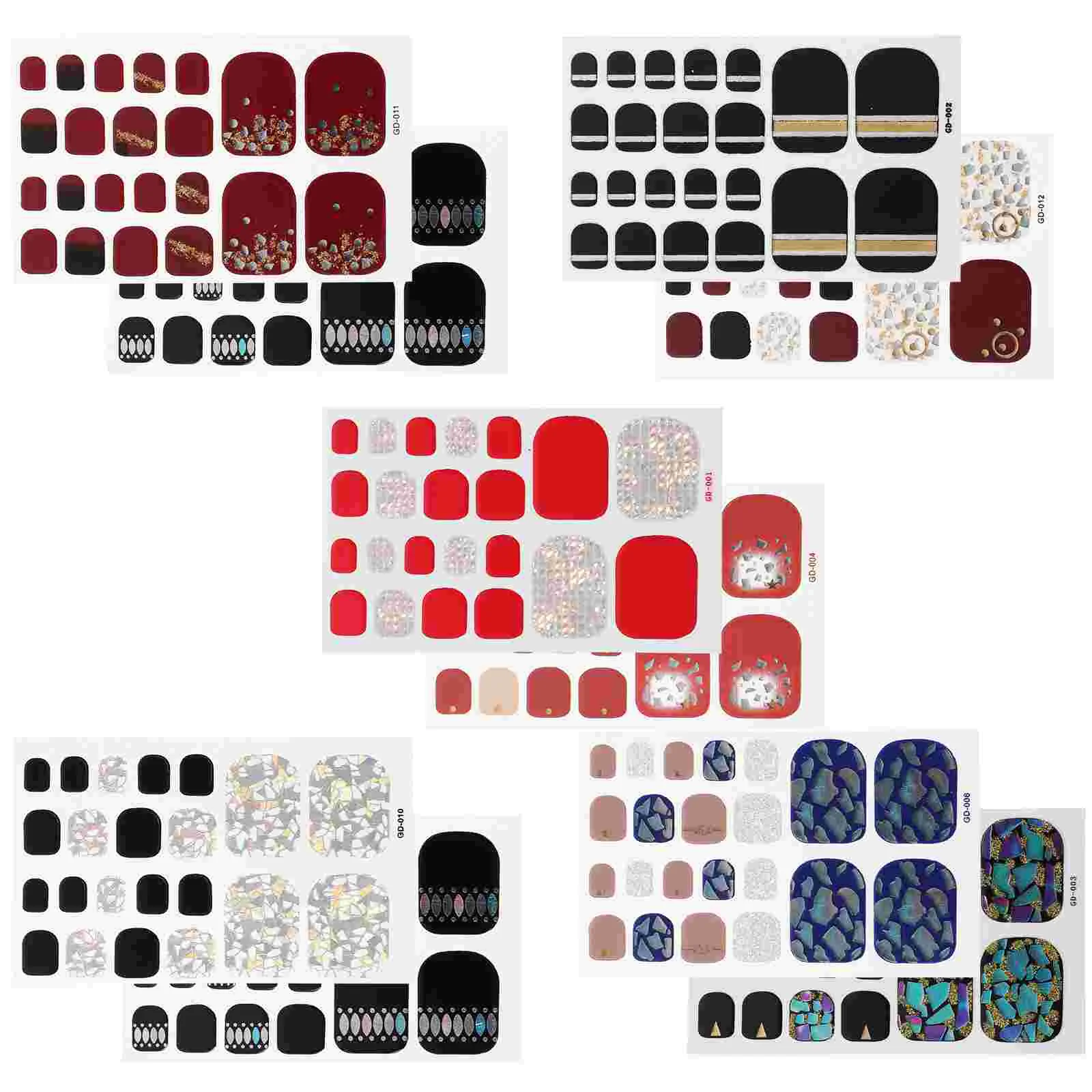 

12pcs Sheets Toenail Strips Toe Nail Stickers Decals Full Cover Decals Toenail Sticker Nails Wraps False Nail Design Manicure
