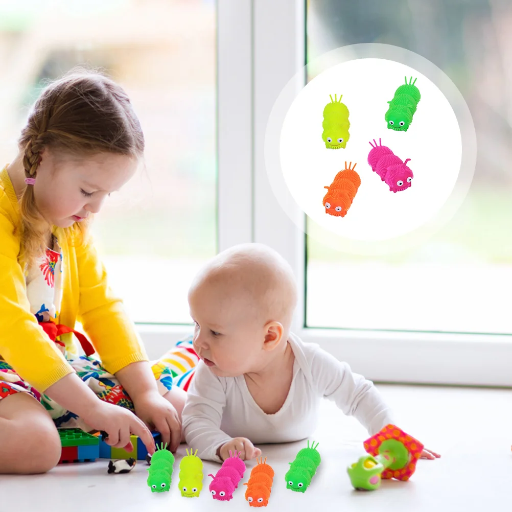 

4 шт., мягкие резиновые светящиеся гусеницы