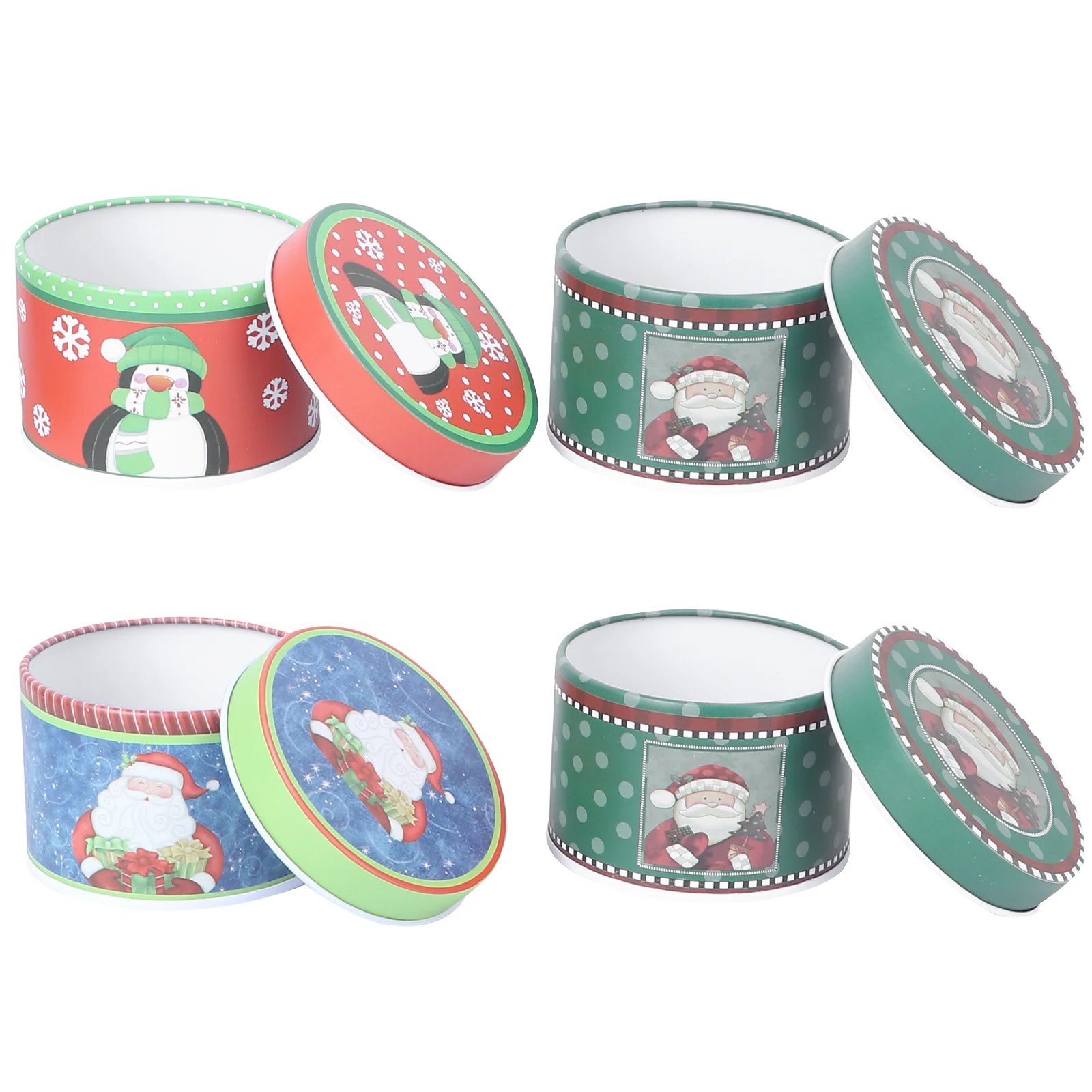 

4pcs Christmas Tinplate Empty Tin Holiday Cookie Tin Xmas Candy Boxes Cookie Gift Storage Container Boxes ( Random Pattern )