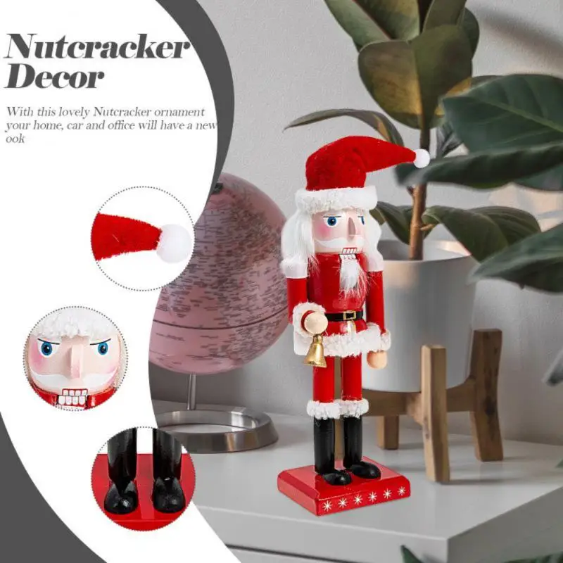 

25CM Christmas Red Santa Claus Nutcracker With Bells European-style Desktop Ornament Decoration Crafts Christmas decorations