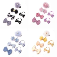 6pcsset baby glitter hair band girls hair ties bows elastic rubber band flower small ball scrunchies kid baby hair accessories