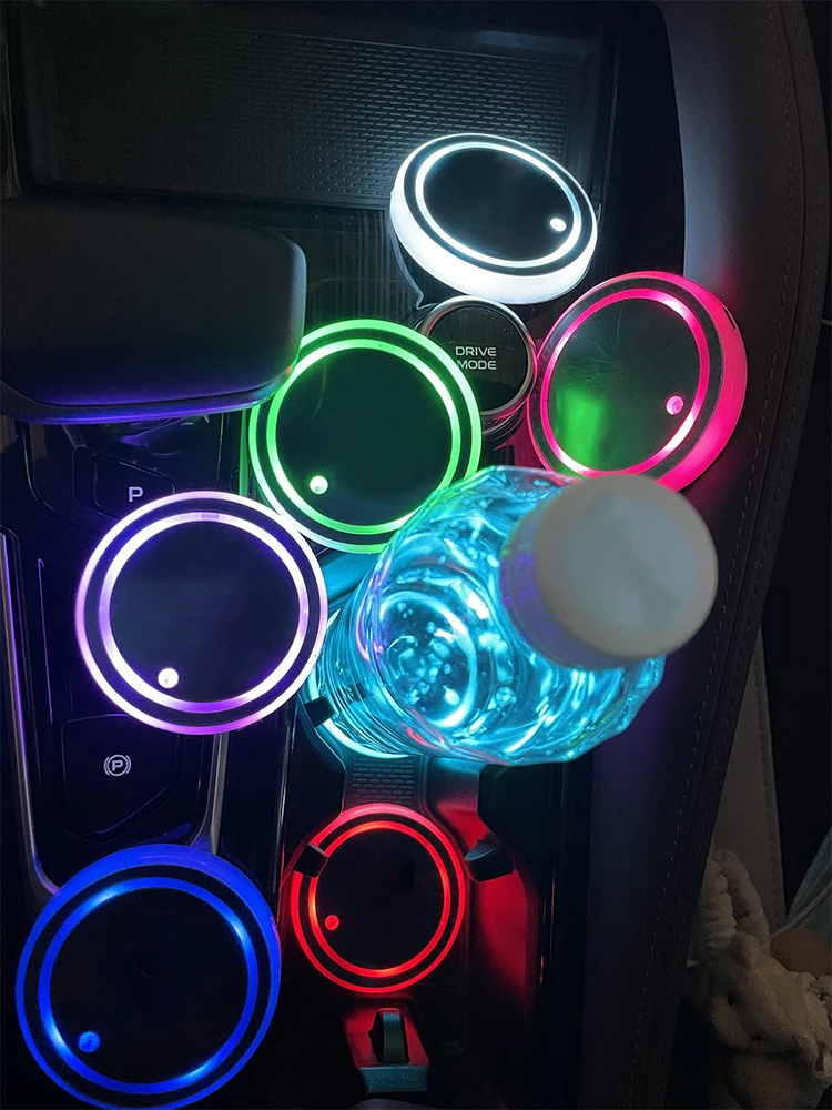

Car LED Cup Holder Light Mats Car Coasters Bottle Atmosphere Light For Skoda Octavia Rapid Kodiaq Karoq Superb Fabia Kamiq Yeti