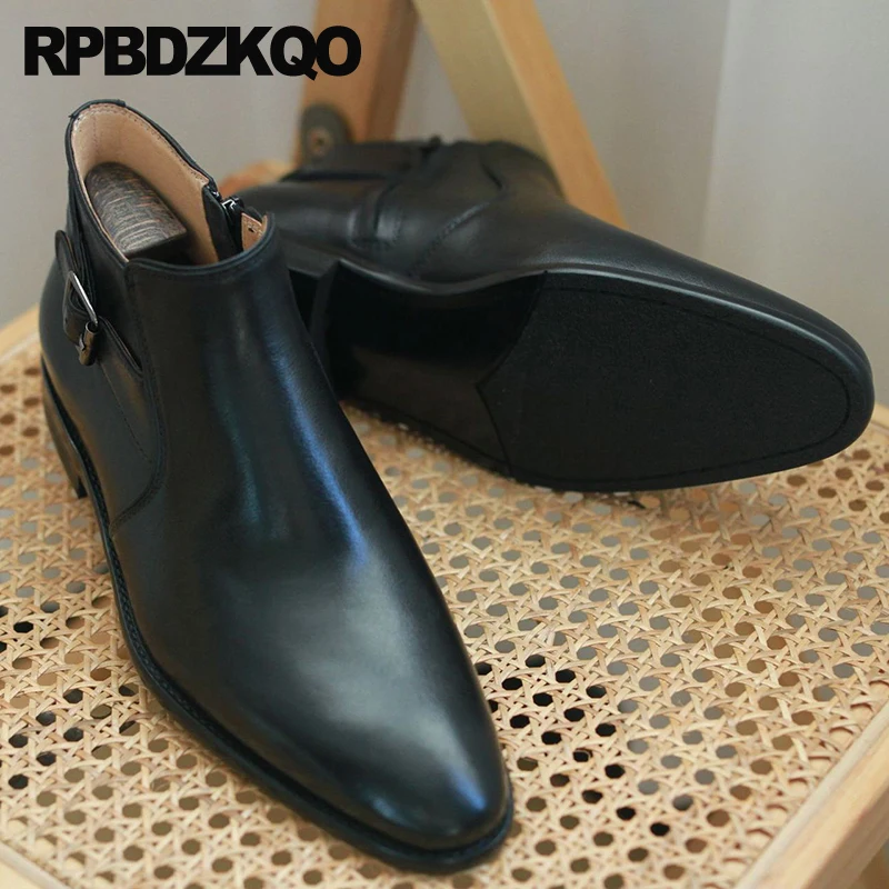 Ботинки мужские коричневые коровья кожа короткая Пряжка металлическая подошва