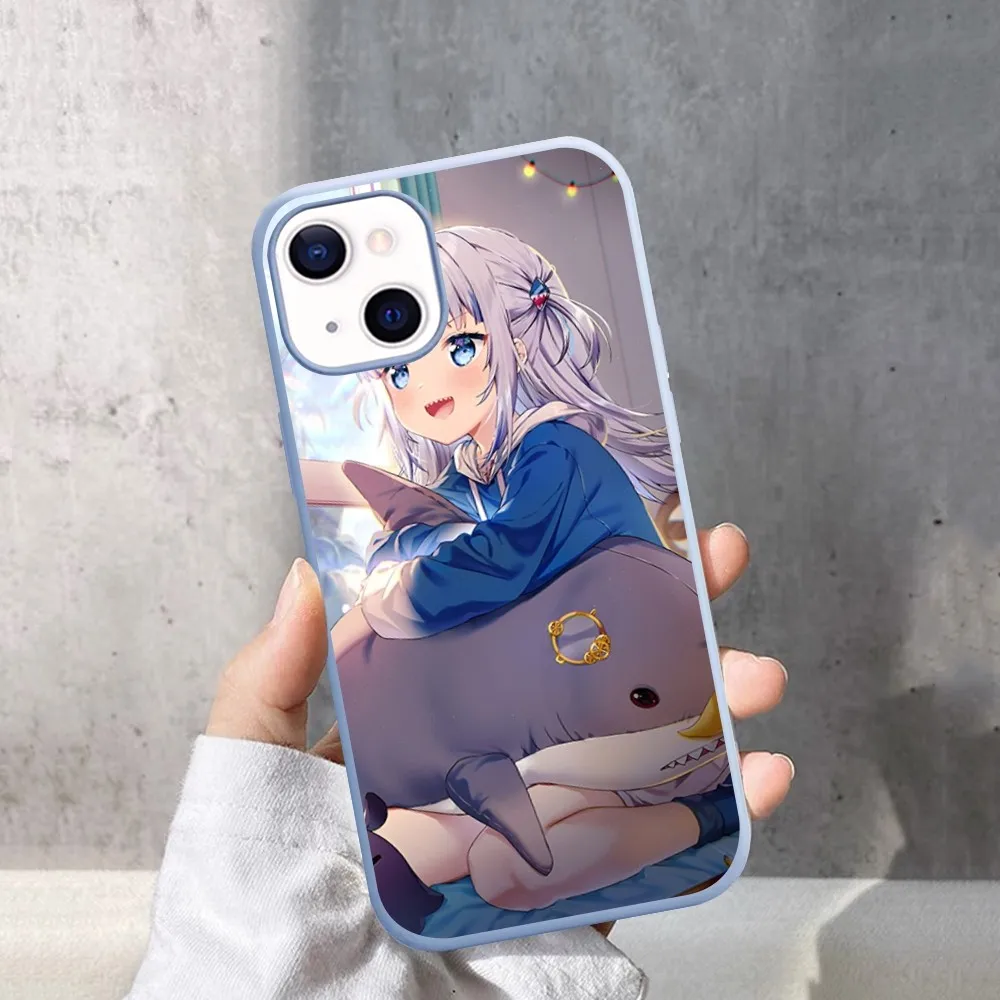 Popular VTUBER Gawr Gura Phone Case For IPhone 14 11 12 13 Mini Pro Xs Max 8 7 6 6S Plus X XR Solid Candy Color