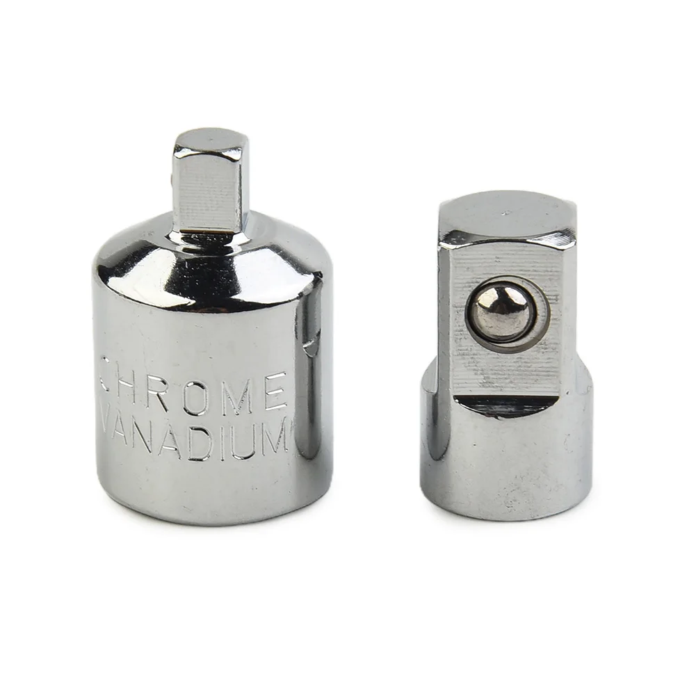 

2PCS Socket Ratchet Converter Reducer Adapter Mirror Chrome Finish For Car Bike Garage Mechanics Repair Tools Accessories