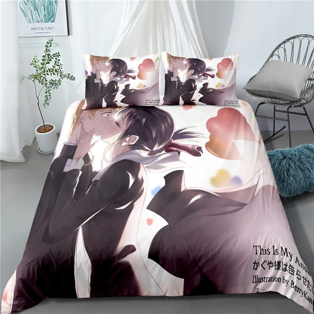 

Printed Anime Kaguya-sama Love is War Duvet Cover Bedding Set Double Twin Full Queen King Adult Kids Bedclothes Quilt Cover