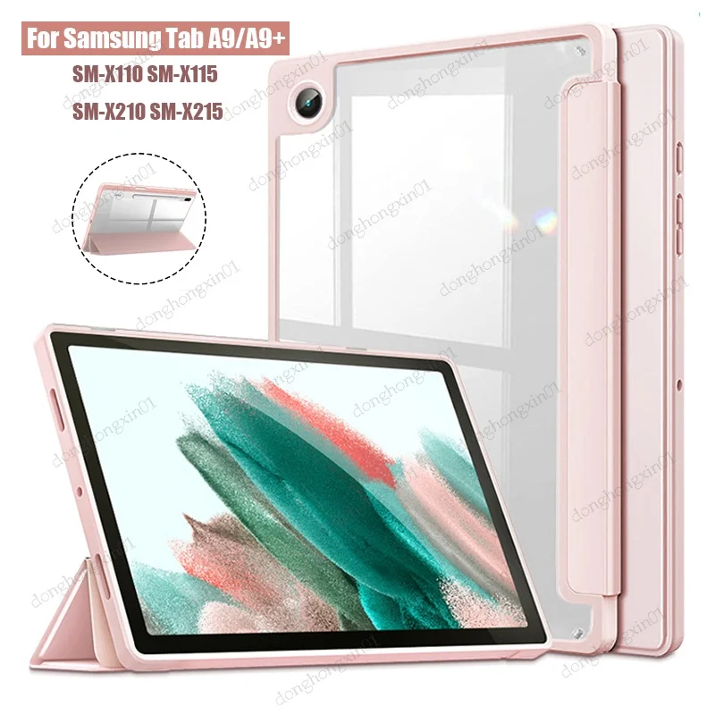 

For Samsung Galaxy Tab A9 Plus 11 inch X210 Case Transparent Cover For Galaxy Tab A9 8.7" X110 X115 A8 10.5 Pencil Holder Cases