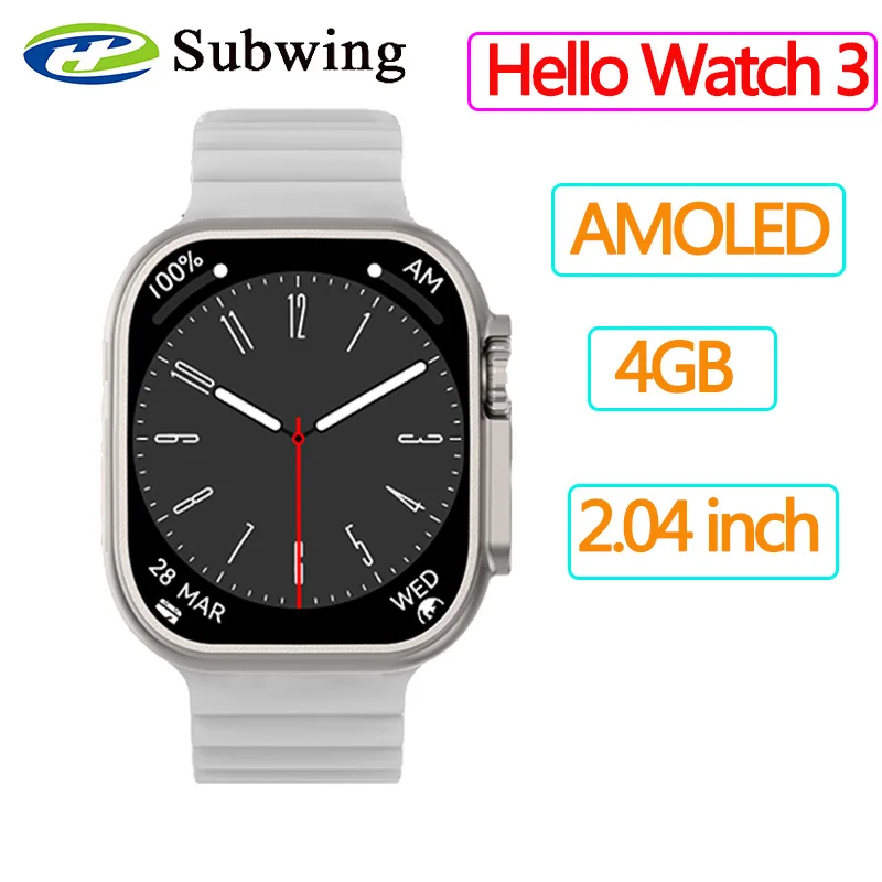 

Subwing Hello Watch 3 Amoled Screen 2.04 Inch 4GB Smart Watch H11 Ultra Upgraded Bluetooth Call Men Series 8 Smartwatch 2023