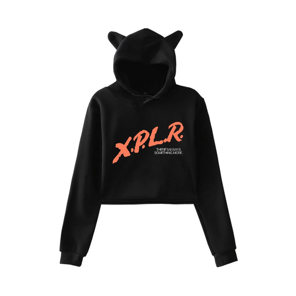 XPLR Sam and Colby Dare Merch Pullover Cat Ears Hoodie Long Sleeve Crop Top 2023 Casual Style Women's Clothes
