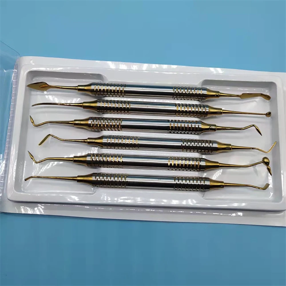 6Pcs/Kit Dental Composite Resin Filling Spatula Resin Filling Repair Dentist Tools Instrument Titanium Plated Restoration Head