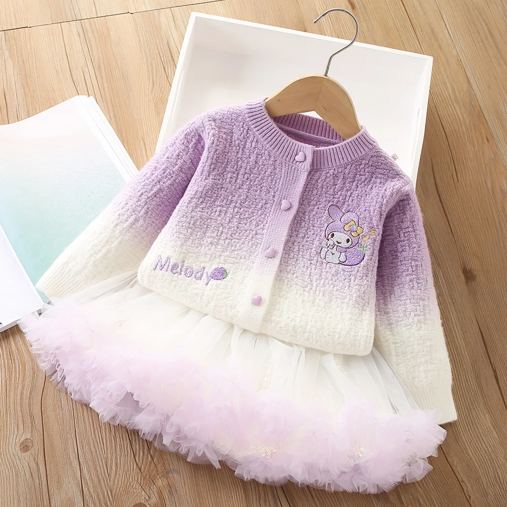 Sanrio My Melody платья для девочек комплекты одежды новые осенне-зимние вязаные