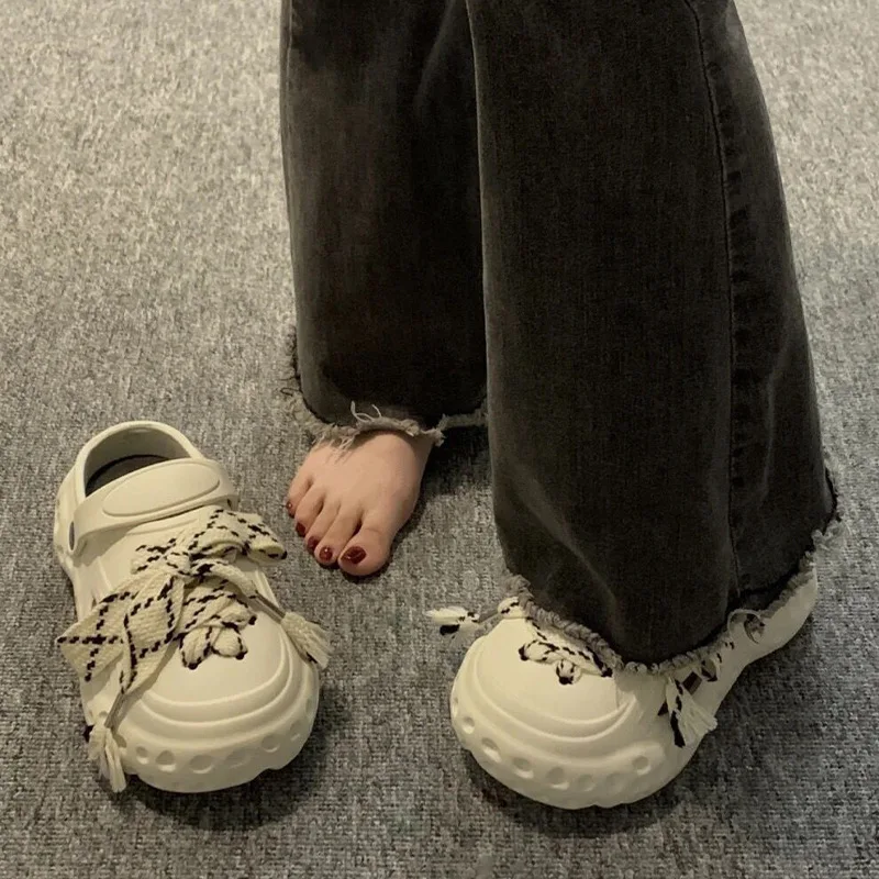 Women's shoes hole shoes summer wear sandals and slippers 2023 new men's beach shoes thick-soled slippers couple models