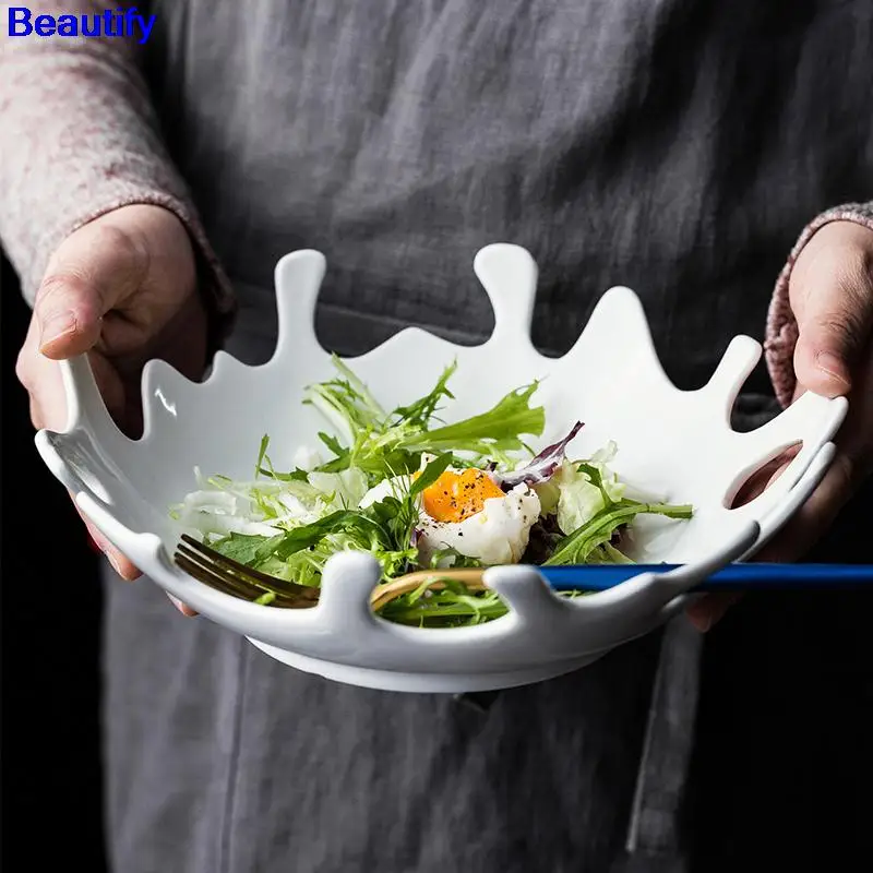 

Ceramics Coral Shaped Dinner Plate Creative Decorative Porcelain Hollow Serving Tray Tableware for Salad Seafood Biscuits Bread