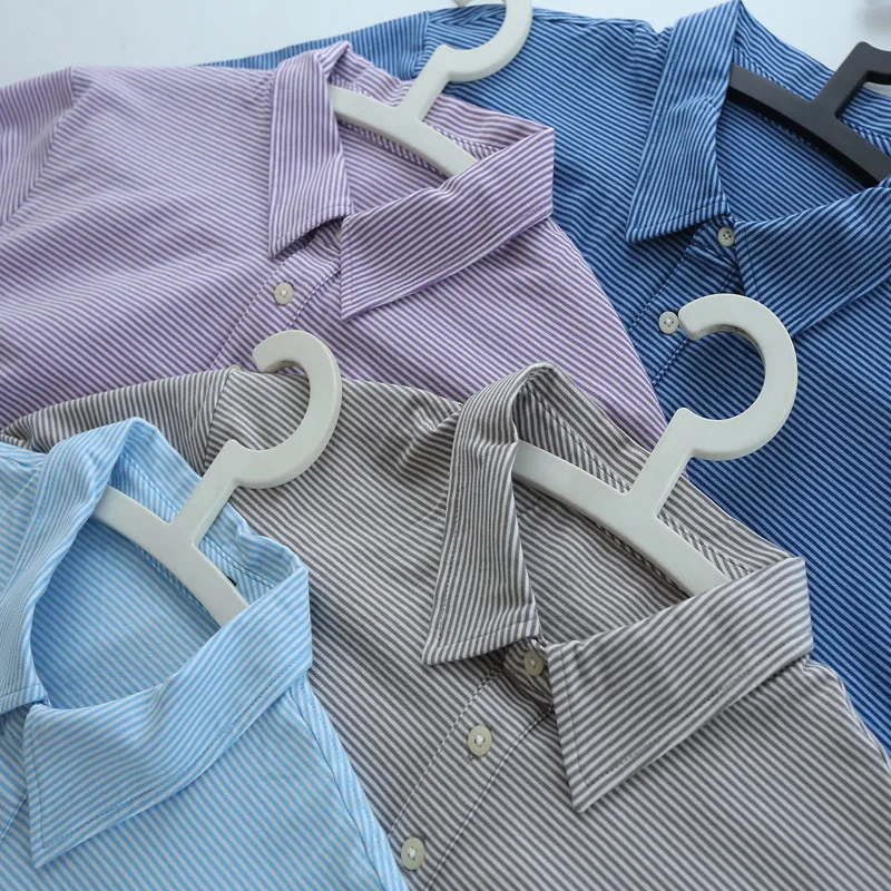 Европейская рубашка поло в полоску с короткими рукавами мужская одежда летняя