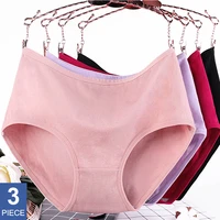3pcs mid waist panties cotton underpants breathable briefs womens plus size lingerie soft summer underwear female intimates