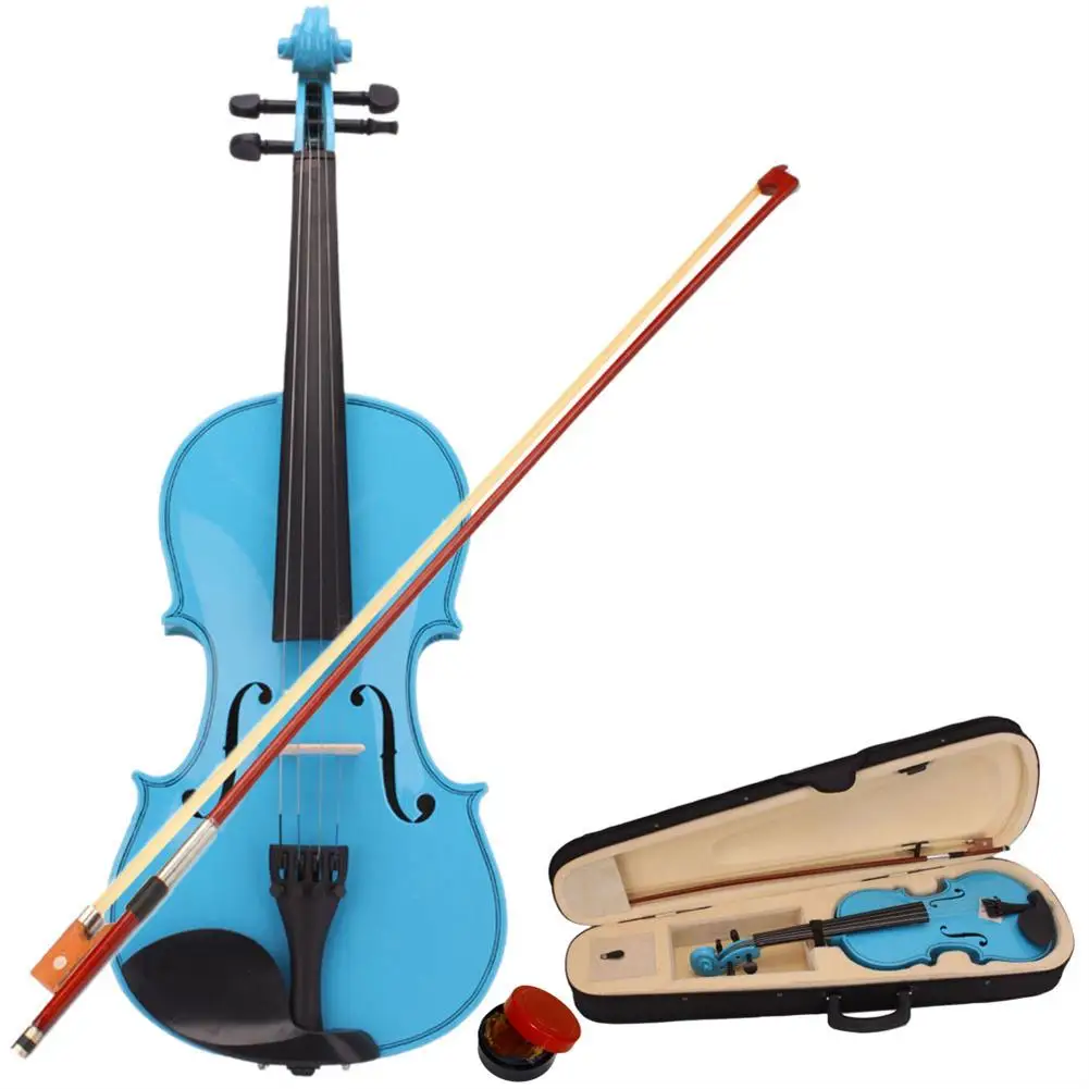 US Stock 1 set 4/4 Acoustic Violin With Box Bow Rosin Natural Violin Musical Instruments Children Birthday Present Free Shipping