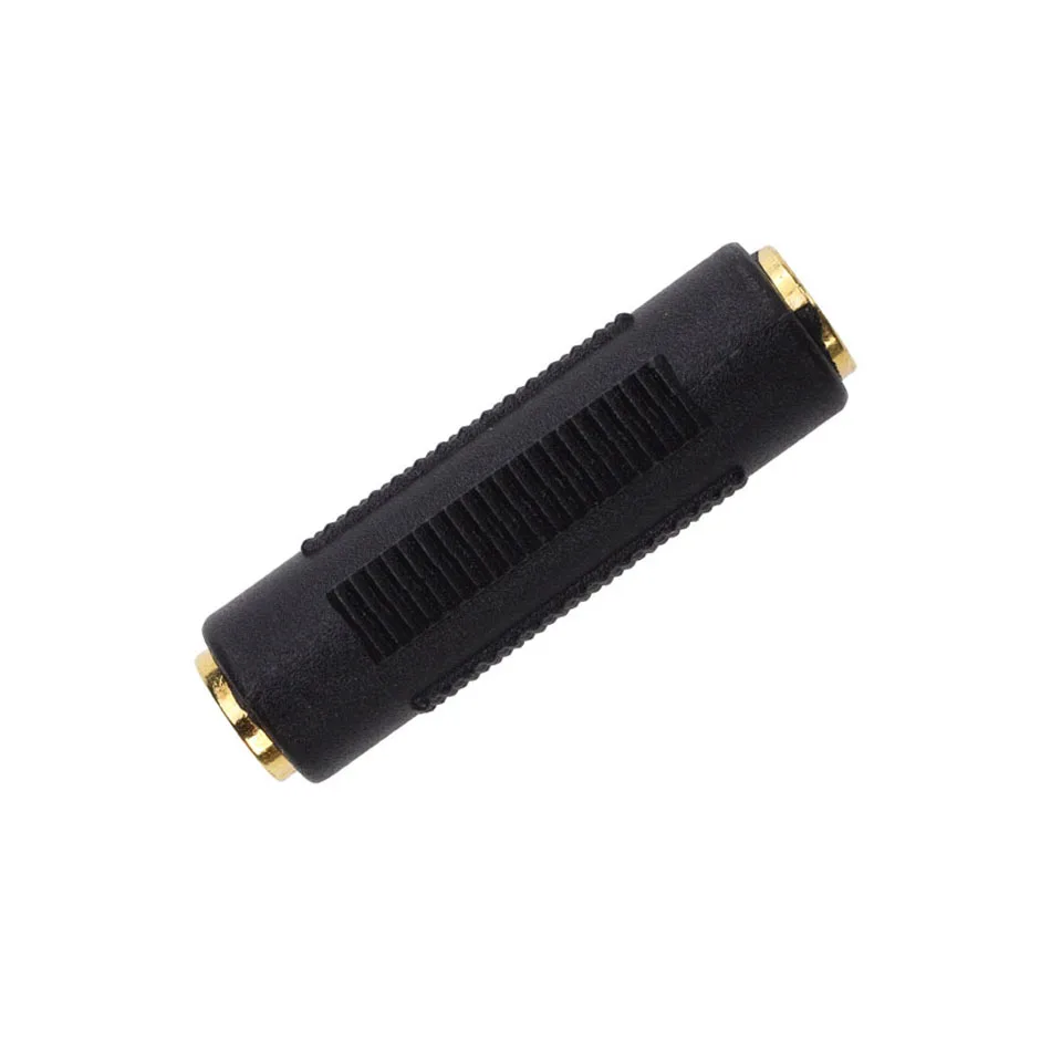

500pcs Black Audio Headphone Adapter 3.5mm Female To 3.5 mm Female Stereo Jack Coupler Nickel-plated Extender Connector