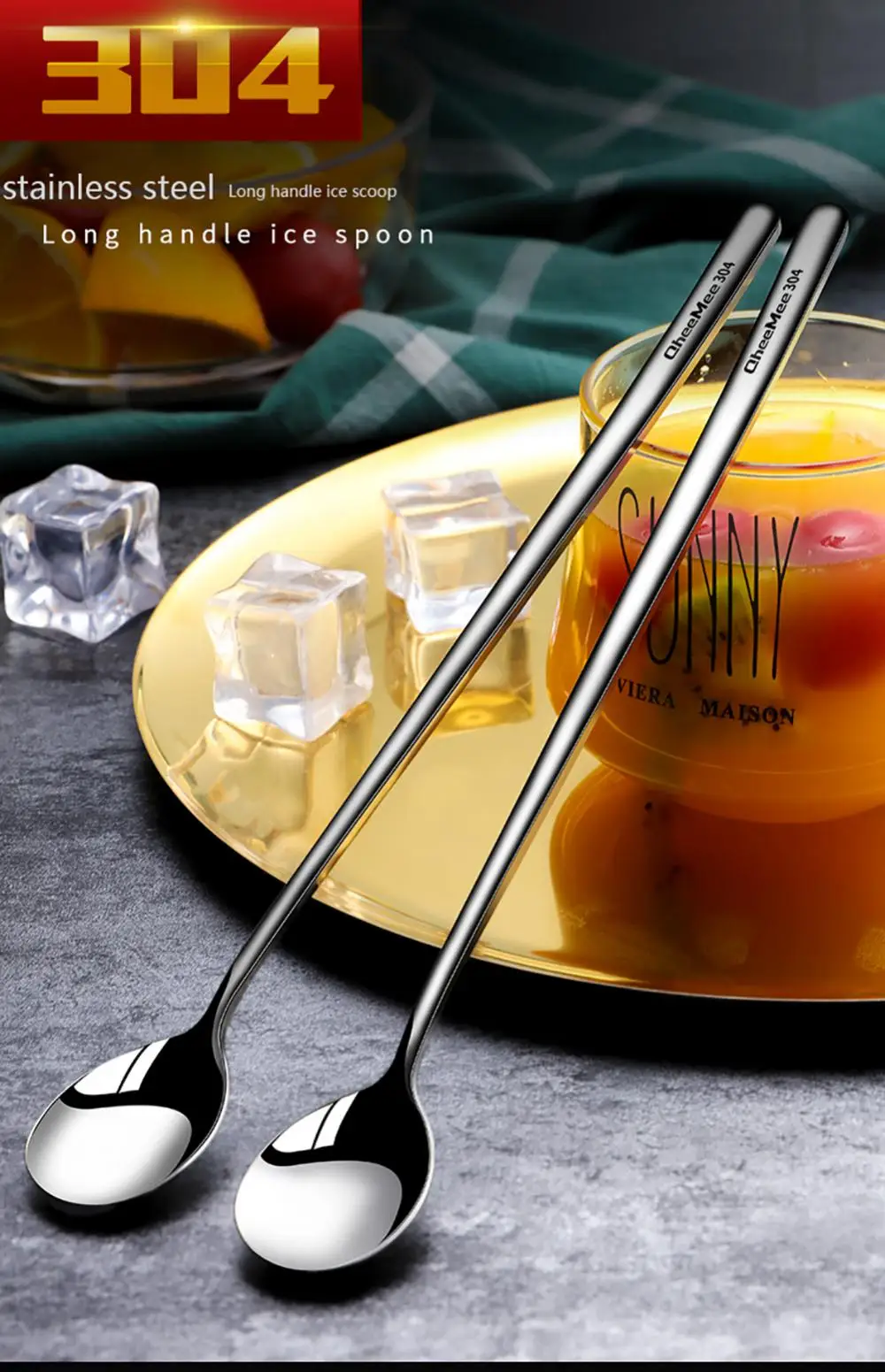 

Spoons Stainless Steel TeaSpoons Dessert Honey Coffee Spoon For Ice Cream Scoop Tableware Long Handle Cutlery Set