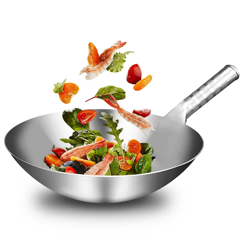 

Stainless Steel Wok Chinese Handmade Wok Traditional Non Stick Rusting Gas Wok Stainless Steel High Quality Cooking Pan