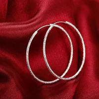 925 silver fashion desigan hoop 50mm big round circle beautiful high quality for women silver party earring jewelry