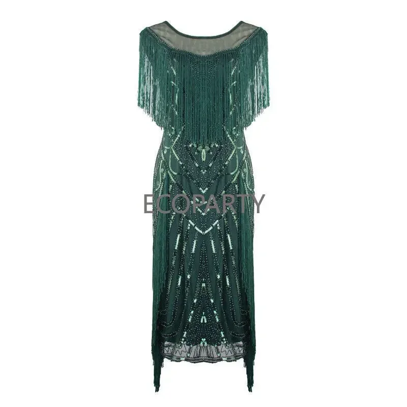 Винтажное вечернее платье 1920-х годов Великий Гэтсби с круглым вырезом без