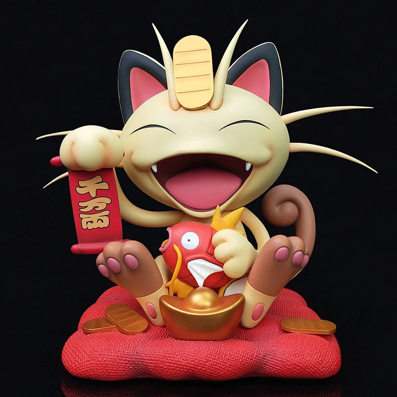 

22cm Pokemon GK Meowth Action Figures Fortune Cat Cute Doll Cartoon Figurine Kawaii Pokémon Anime Model Toys for Children Gift