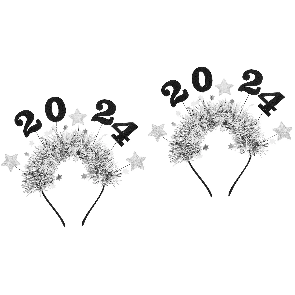 

New Year Headband 2024 Glitter Headbands Women Holiday Headpiece Star Wedding Crown