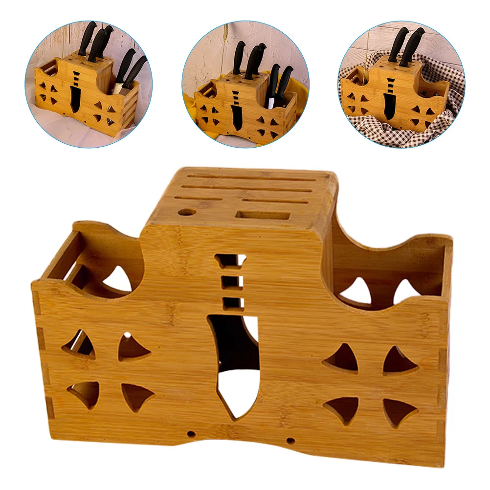 

Holder Blockkitchen Woodenstand Rack Storagecountertop Cutters Scissor Butcher Wood Utensil Draining Cutlery Organizer Household