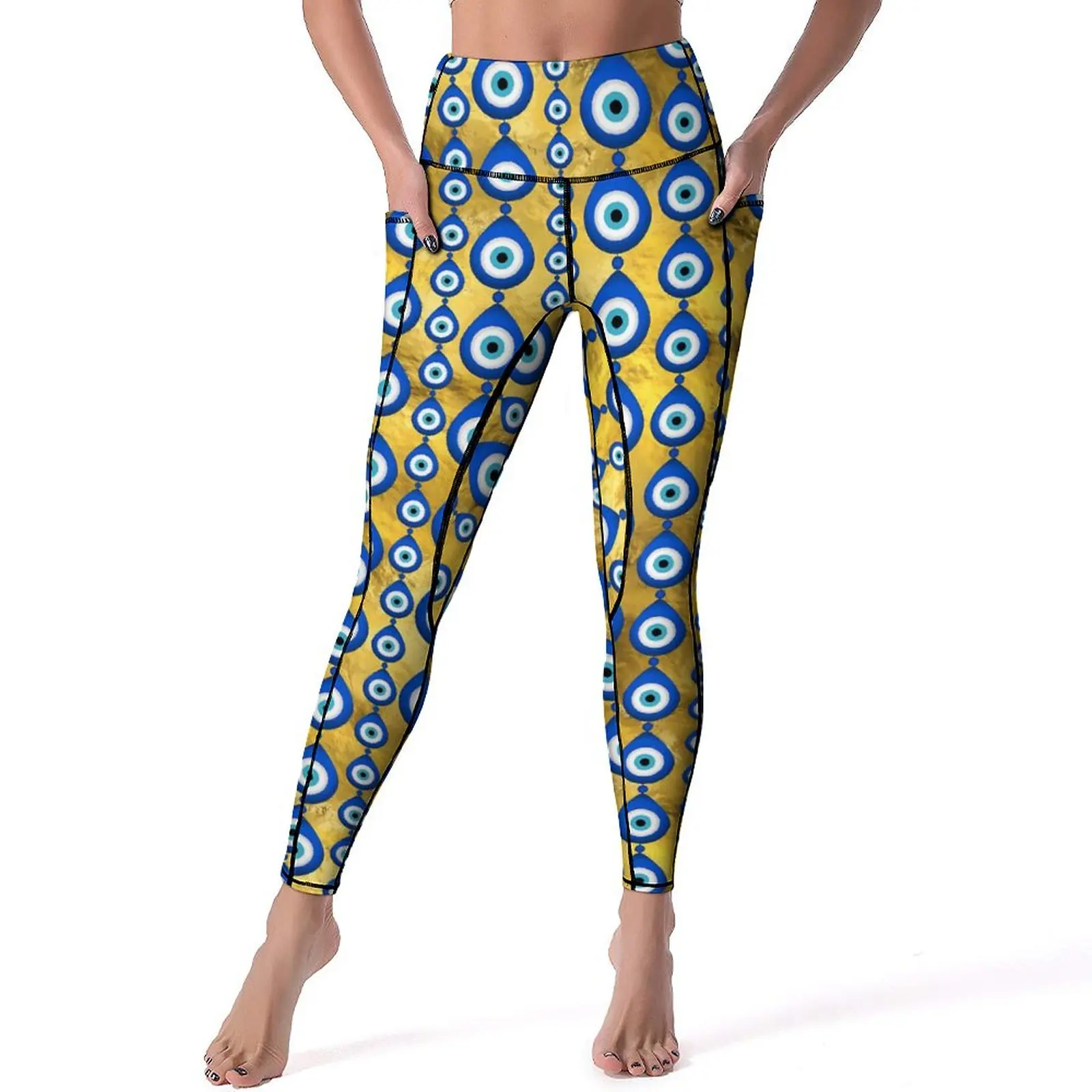

Evil Eye Print Leggings Sexy Mati Mataki Fitness Yoga Pants High Waist Stretchy Sports Tights Female Elegant Graphic Leggins