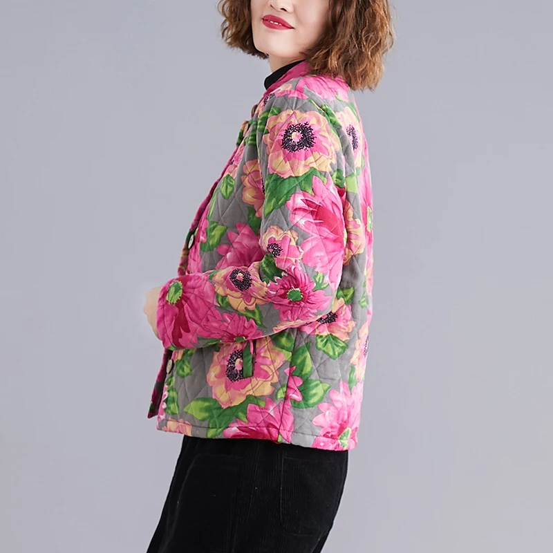 Женское утепленное пальто из хлопка однобортное винтажное Паркера с длинным