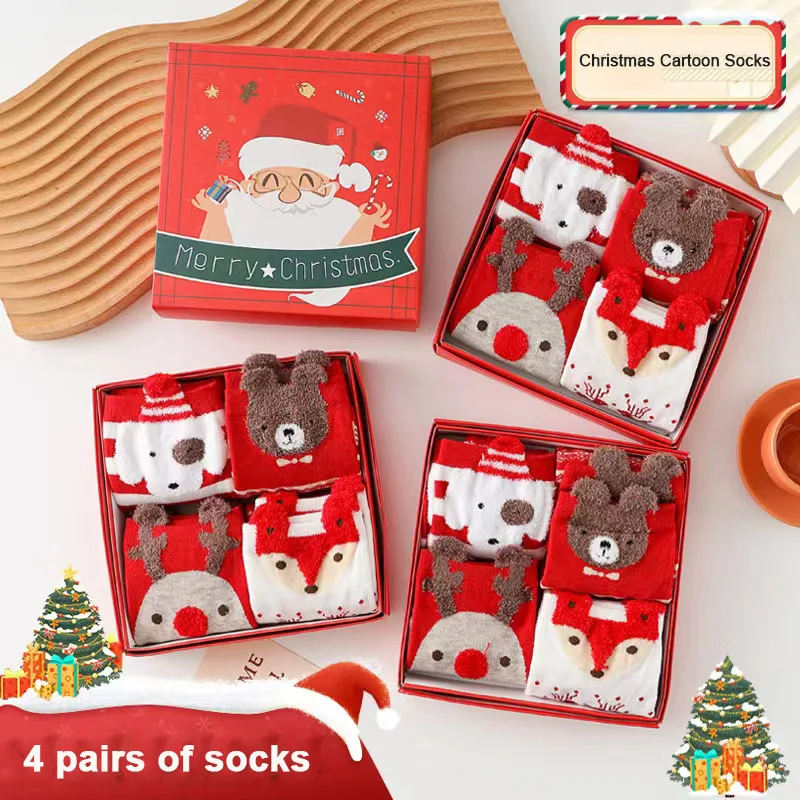 Christmas Tree Snow Elk Gift Cotton Happy Men Socks New 2022 Autumn Winter Christmas Woman Socks Funny New Year Santa Claus