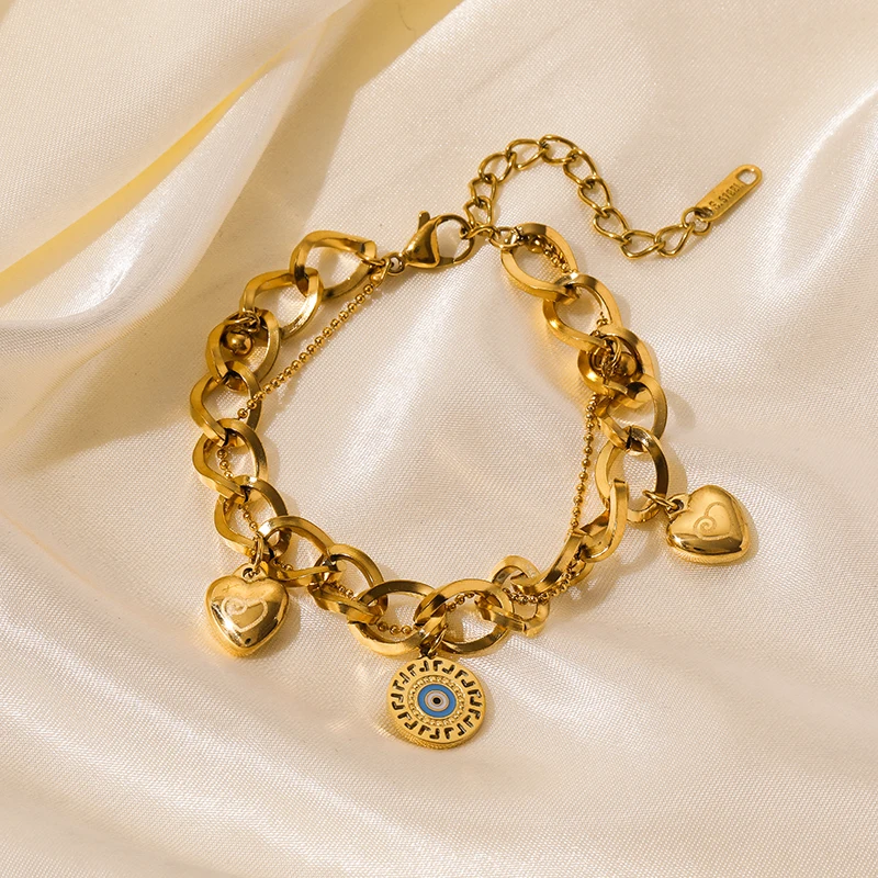 GANEMLY 316L нержавеющая сталь цветок Сердце Женская мода модная цепочка на запястье