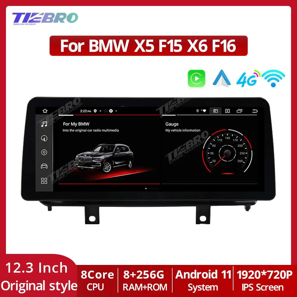 

TIEBRO 12.3inch 1920*720P Android Car CarPlay Radio Multimedia Player GPS For BMW X5 F15 X6 F16 2013-2017 Wireless Video Screen
