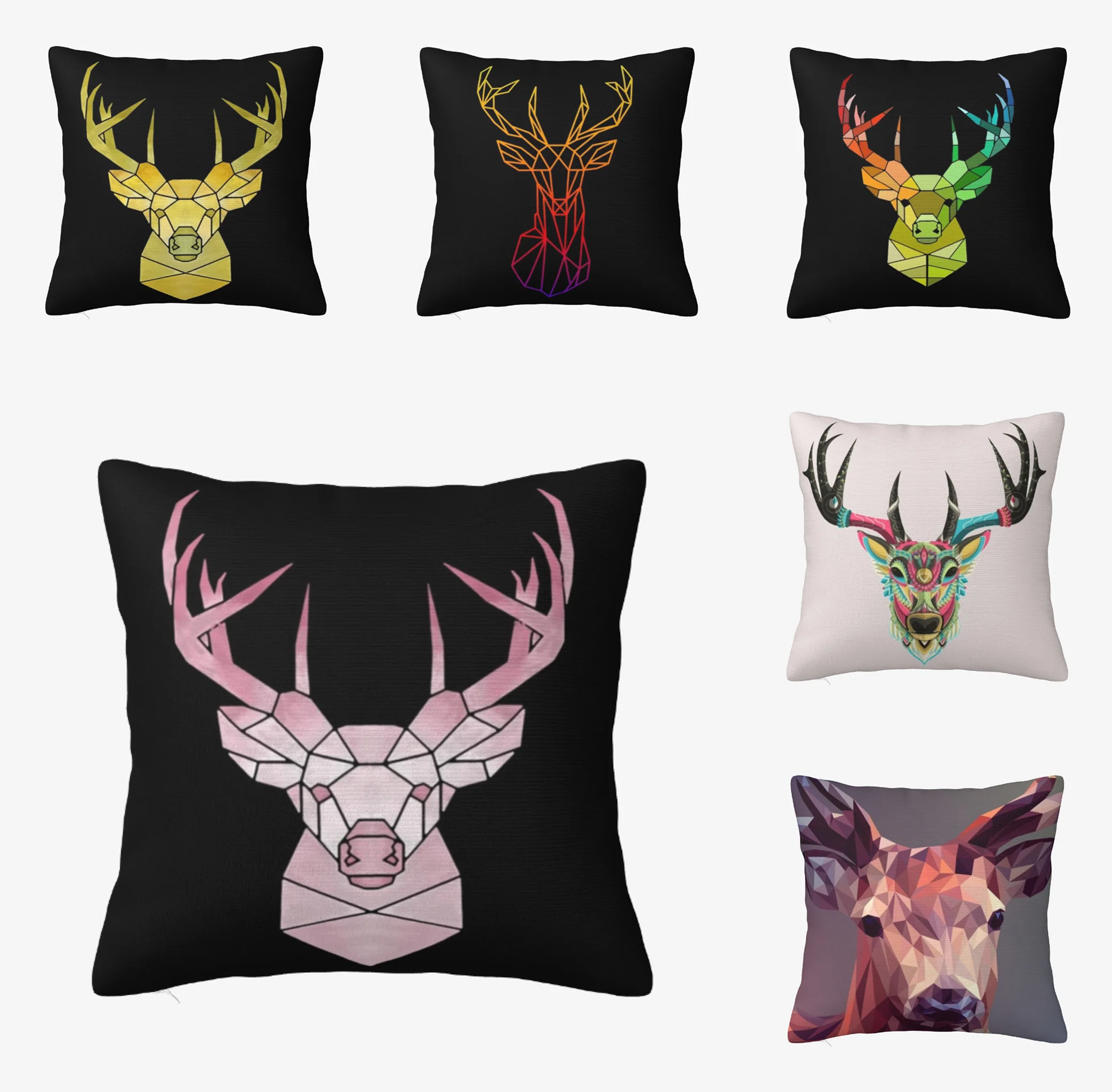 

Abstract Deer - Abstract Reindeer Square Pillowcase Pillow Cover Velvet Cushion Zip Comfort Throw Pillow For Home Living Room