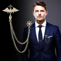 promotion limited broche brooches korean mens suits brooms angel wings tassel chain cardigan shirt collar buckle needle
