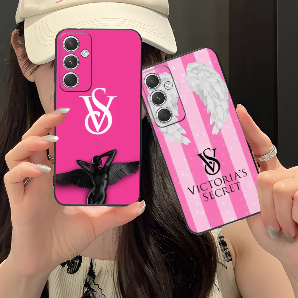 Angel V-Victoria Phone Case for Samsung Galaxy S24 S23 S22 S21 S20 S10 S9 Plus FE Ultra Lite Black Cellphones Cover