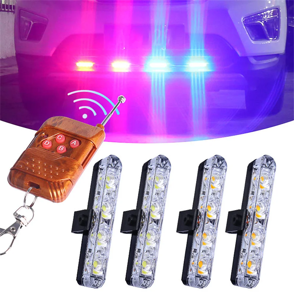 

12V LED Light Strobe Red Blue Emergency Remote Wireless Control Flash Signal Fireman Beacon Warning Lamp Daytime Running Lights