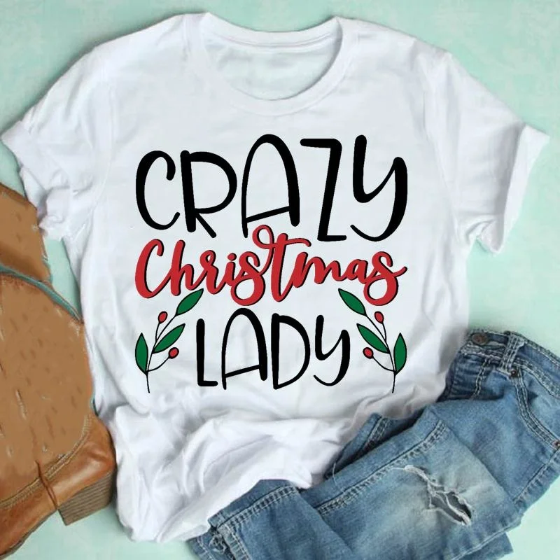 

Women Cute Merry Christmas New Year Lady Fashion Tshirt Graphic Shirt Top Tee T-shirt DW181