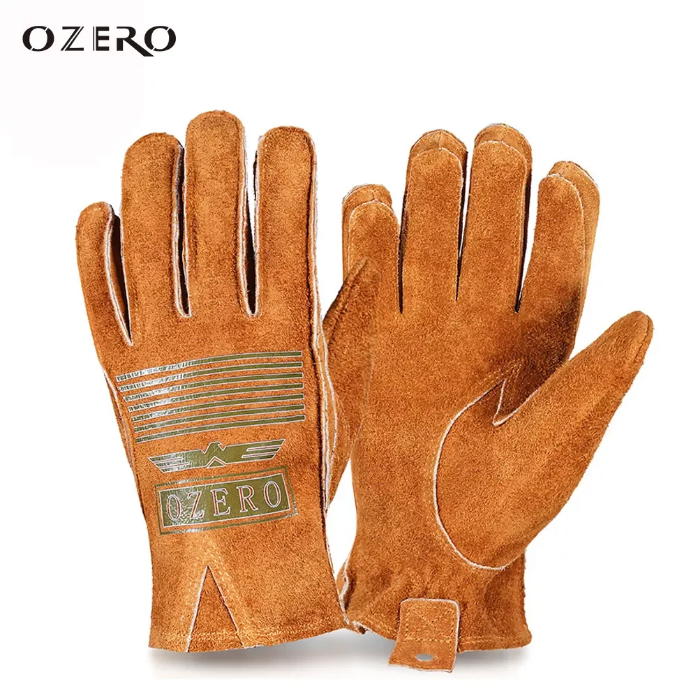 

NEW OZERO Man Work Gloves Stretchable Tough Grip Leather for Utility Construction Wood Cutting Cowhide Gardening Hunting Gloves