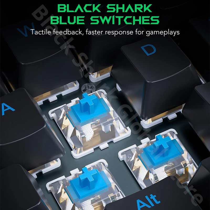 Игровая клавиатура Black Shark BS-K1 RGB подсветка 87 клавиш механический TKL дизайн синий