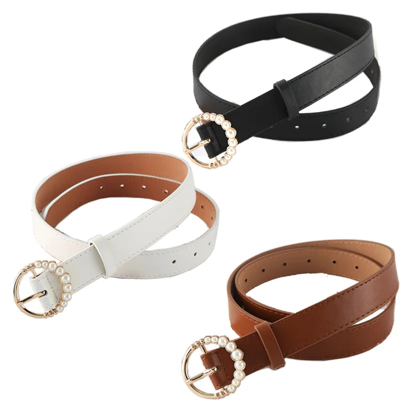 

High Quality Fashion Belt For Women Diamond Decorate Buckle PU Leather 2.8cm Wide Belts Female Casual Style Elegant Waistband